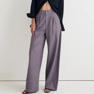 NWT, Madewell Harlow Wide Leg Pleated Trouser Pants in Smokey Grape, Size 6 Tall